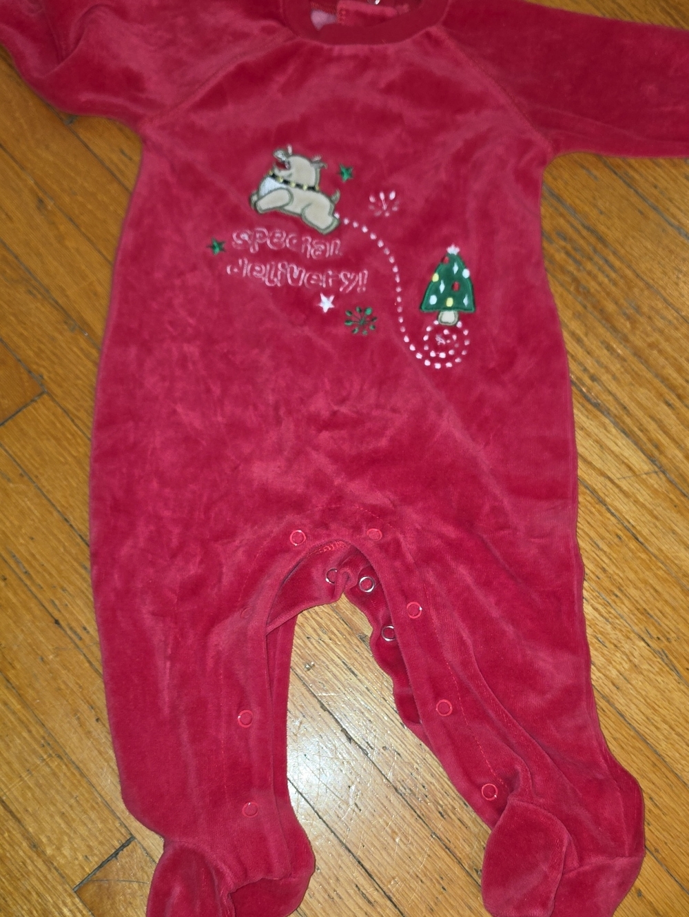 Red Christmas Footie Pajamas Like New